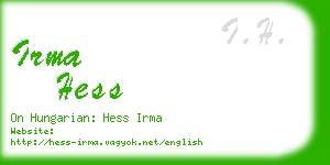 irma hess business card